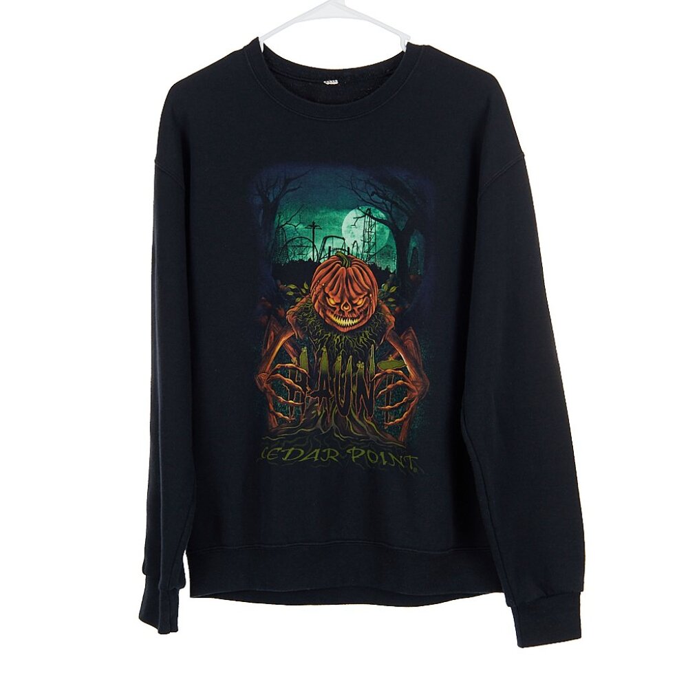 Vintage Halloween Cedar Point Graphic Black Crewneck Sweatshirt
